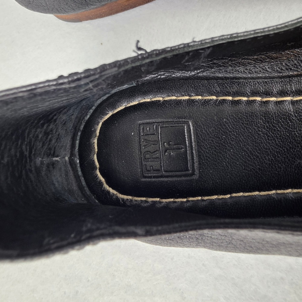 Frye Carson Harness Ballet Flats Black Leather Brass Ring Women's 7.5M Shoes - Picture 4 of 9